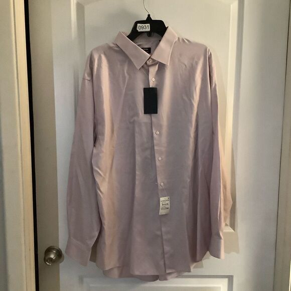 NWT Mens Nordstrom Non-iron Skirt Sz 18 1/2 Blush/pink - Picture 2 of 7